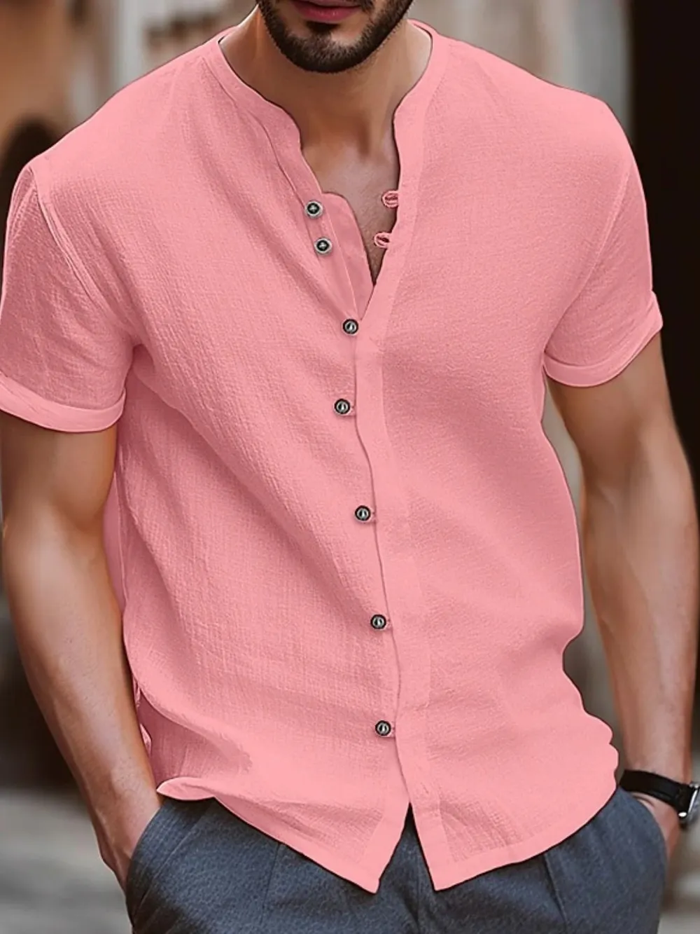 Men's Full Size Button Up Short Sleeve Shirt Plus Size, image 2