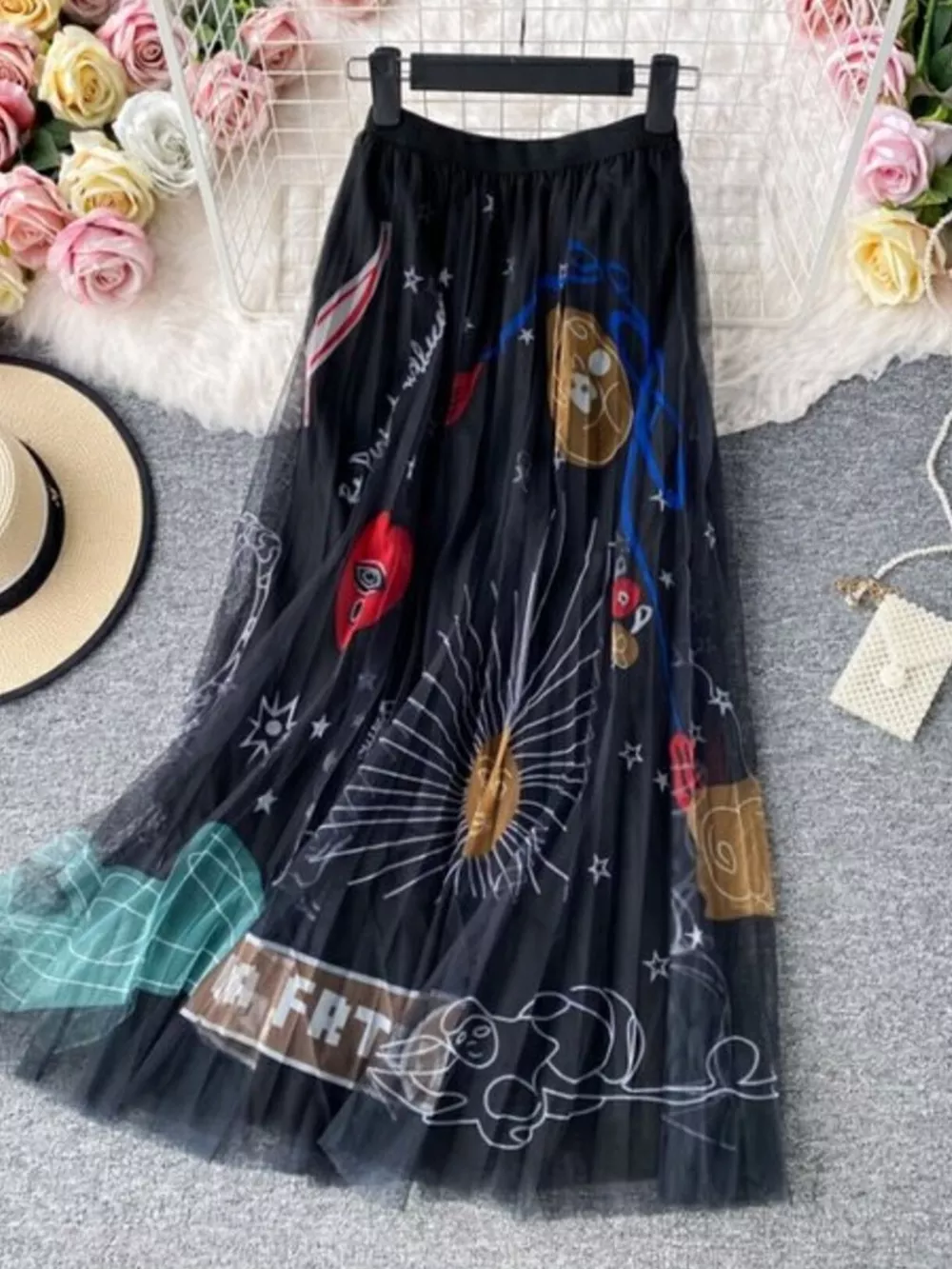 Printed Tulle Skirt