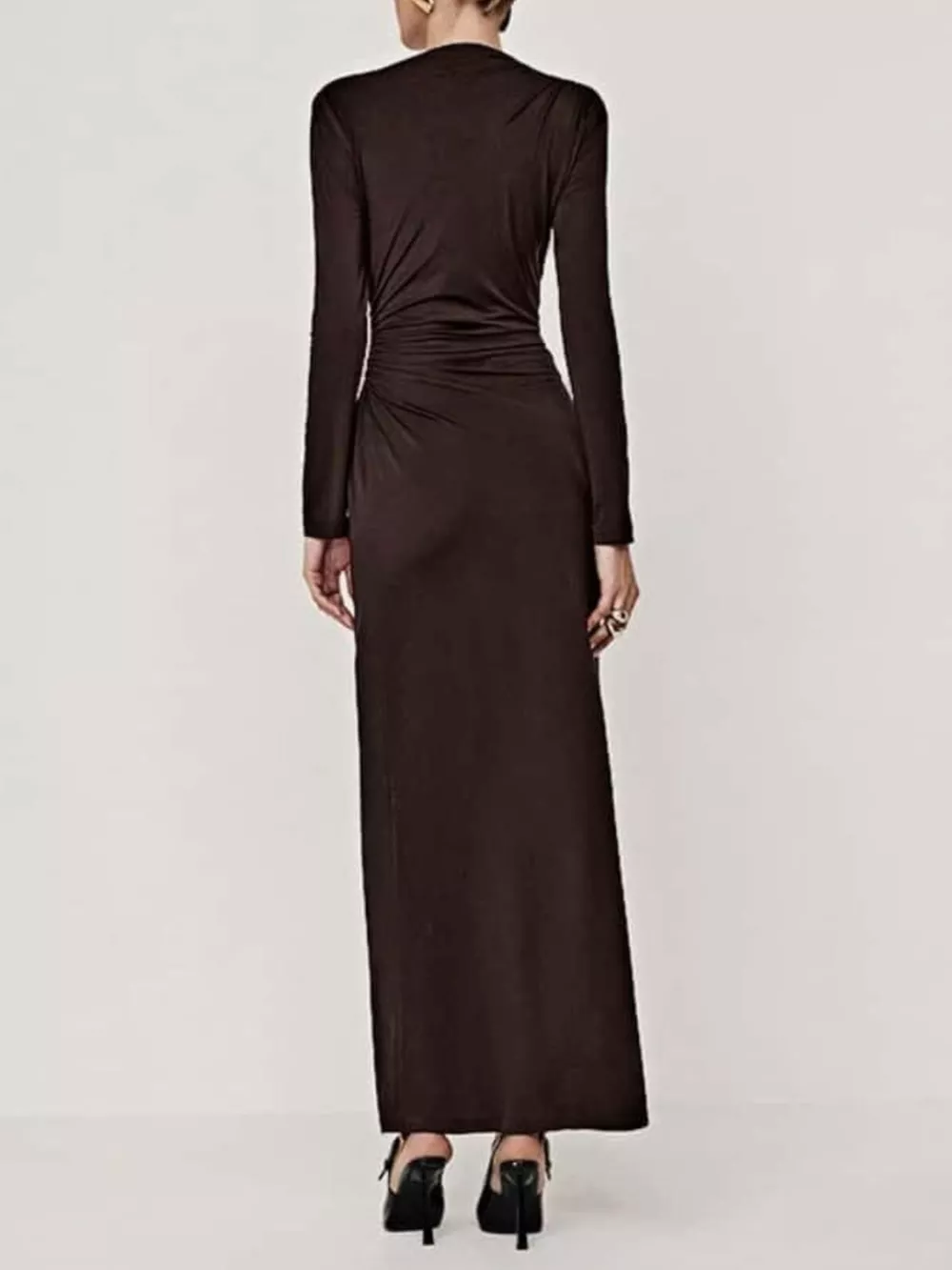 Ruched Long Sleeve Bodycon Maxi Dress, image 15