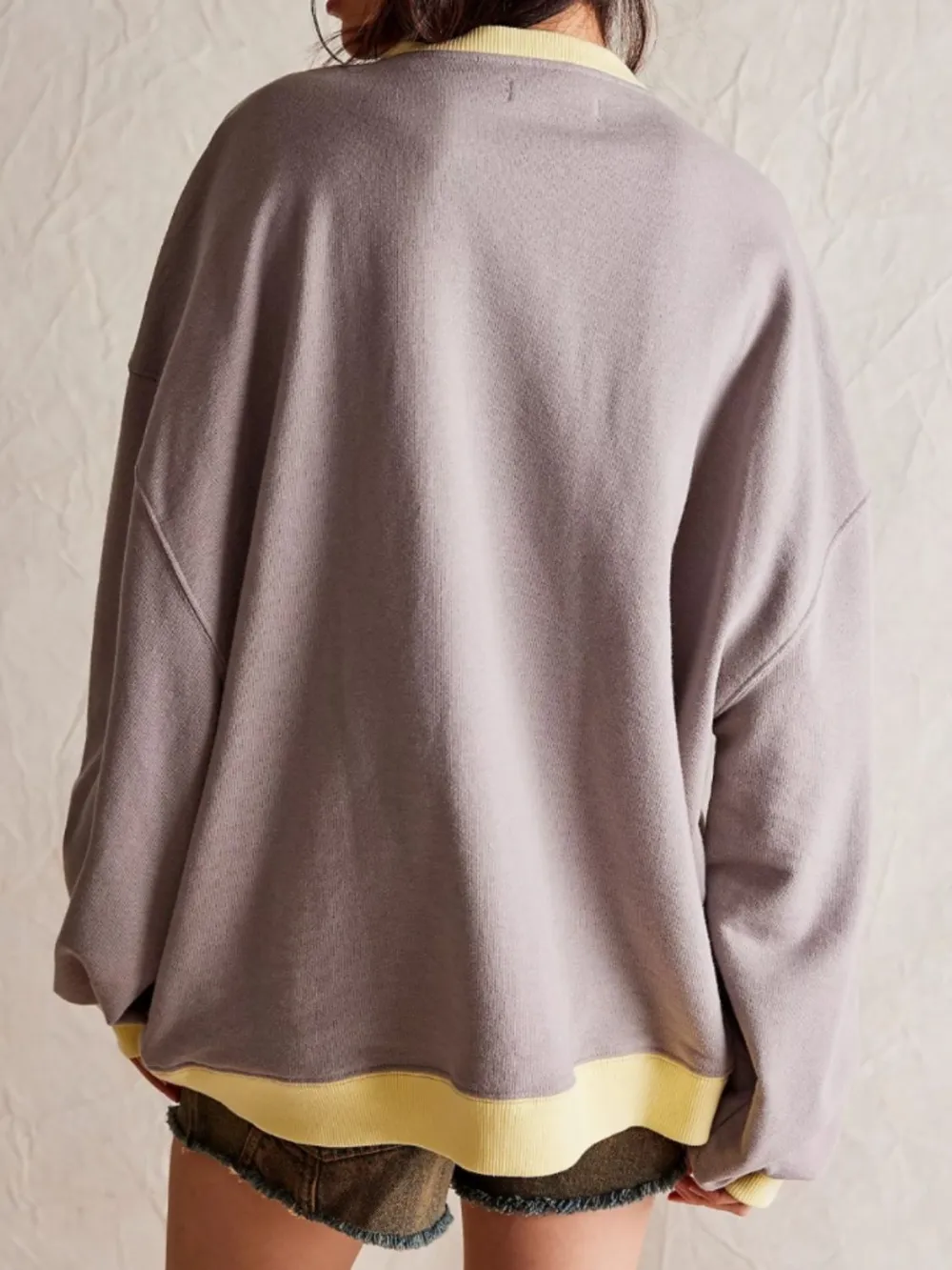 Contrast Trim Round Neck Long Sleeve Sweatshirt, image 9