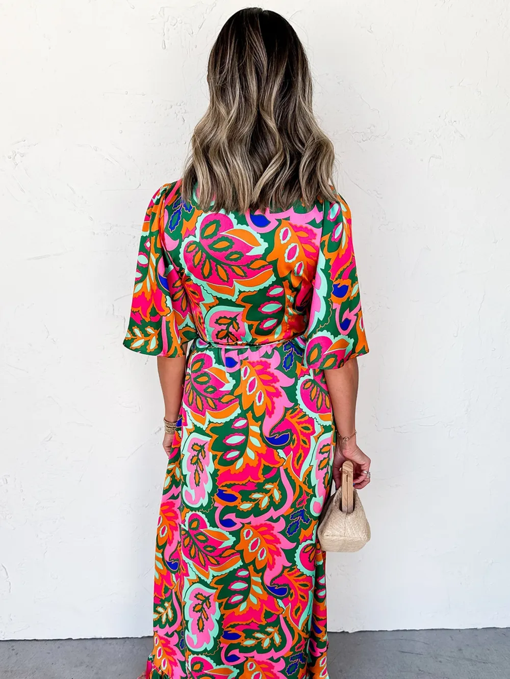 Floral Print Wrap Maxi Dress with Ruffle Details, image 3