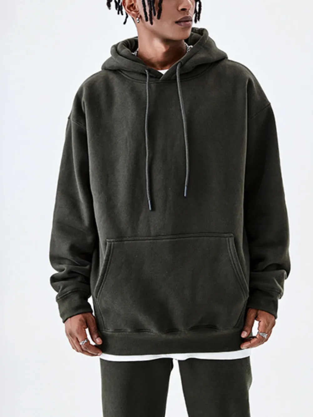 Men's Drawstring Drop Shoulder Hoodie, image 3