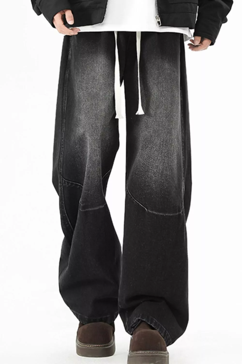 Men's Full Size Wash Wide Leg Jeans Plus Size