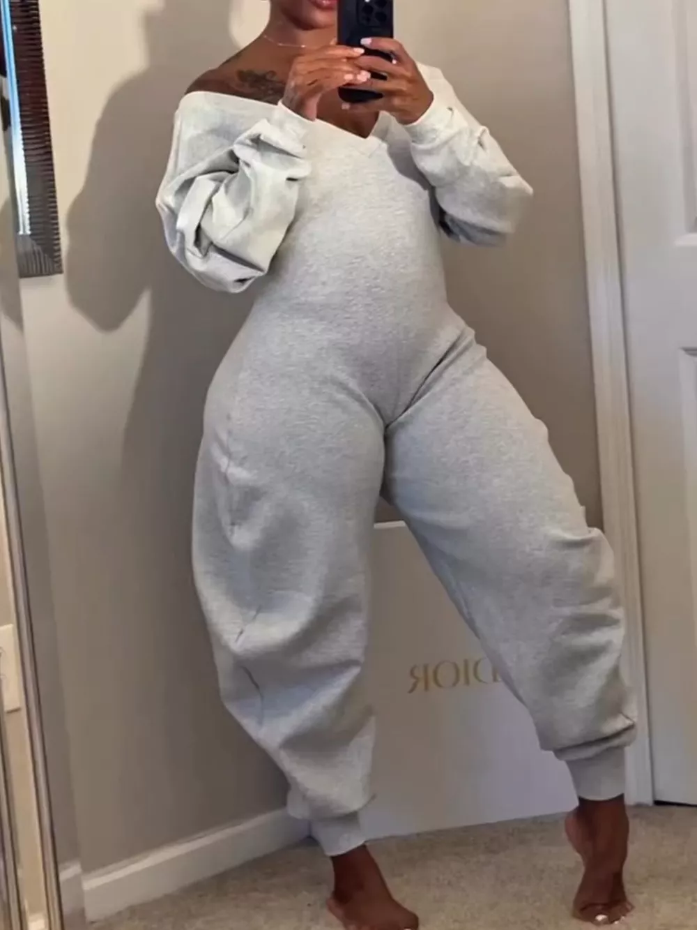 Off-Shoulder Long Sleeve Casual Jumpsuit, image 4
