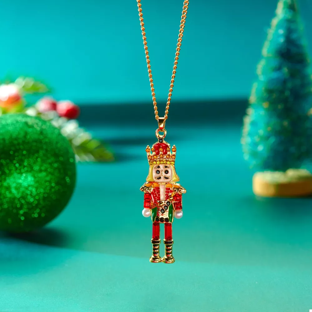 Christmas 18K Gold-Plated Nutcracker Pendant Necklace, image 3