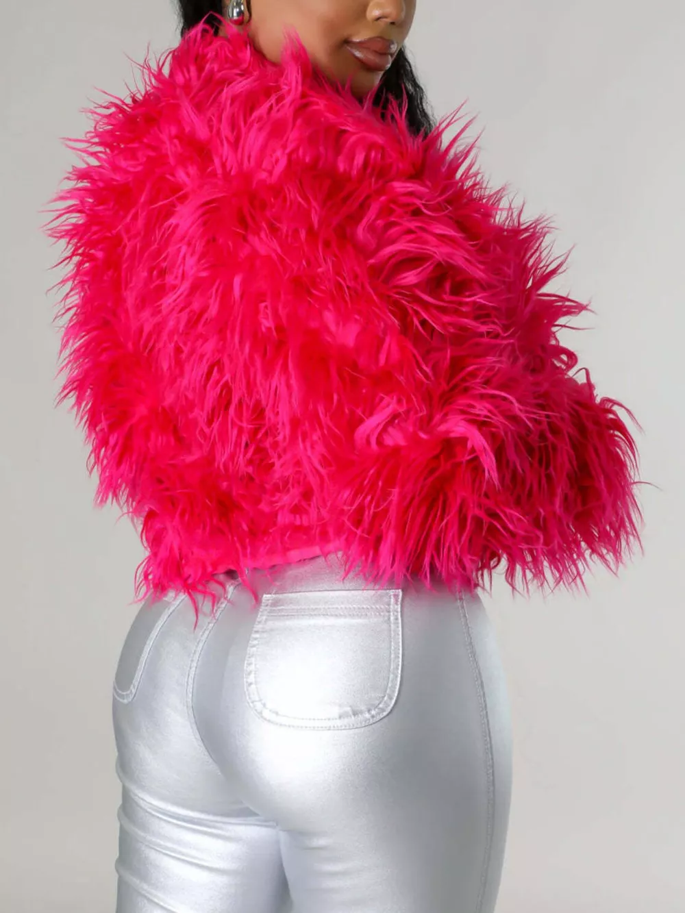Faux Fur Open Front Cropped Outerwear, image 17
