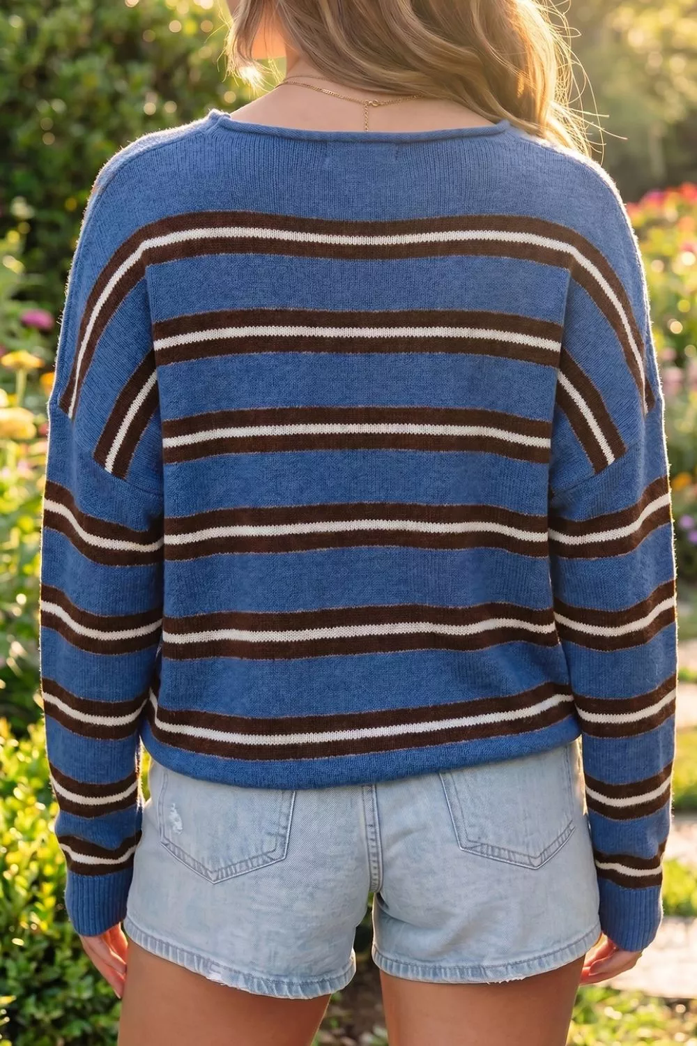Stripe Striped Drop Shoulder Button Cardigan, image 8