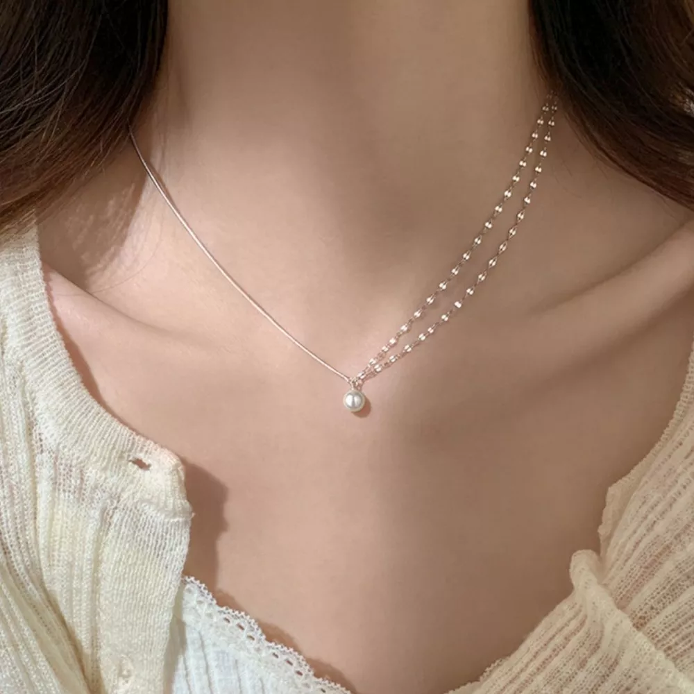 Pearl Pendant Layered Necklace, image 3