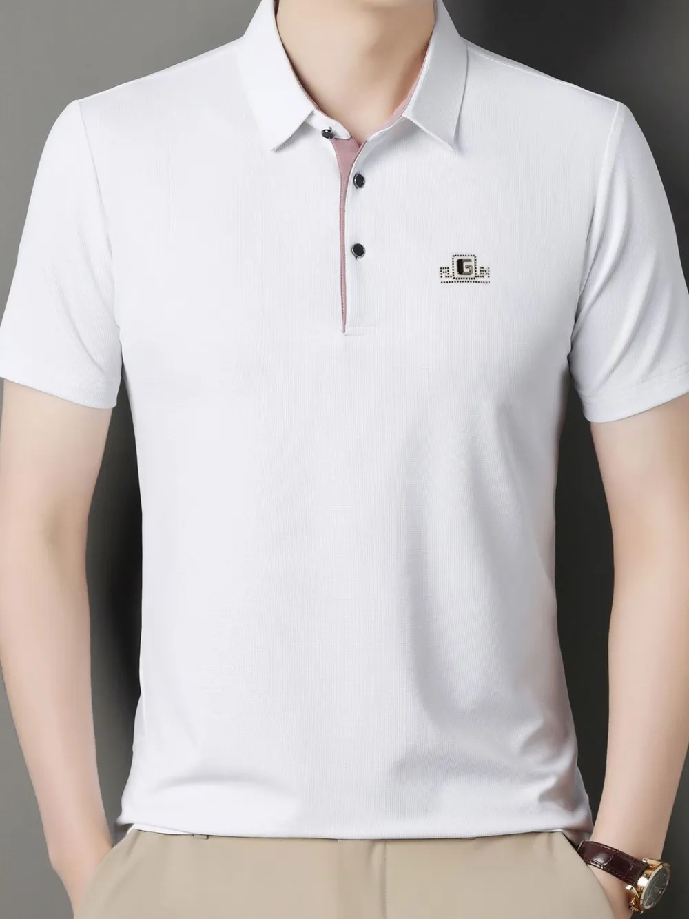 Men's Plus Size Button Detail Short Sleeve Polo, image 4
