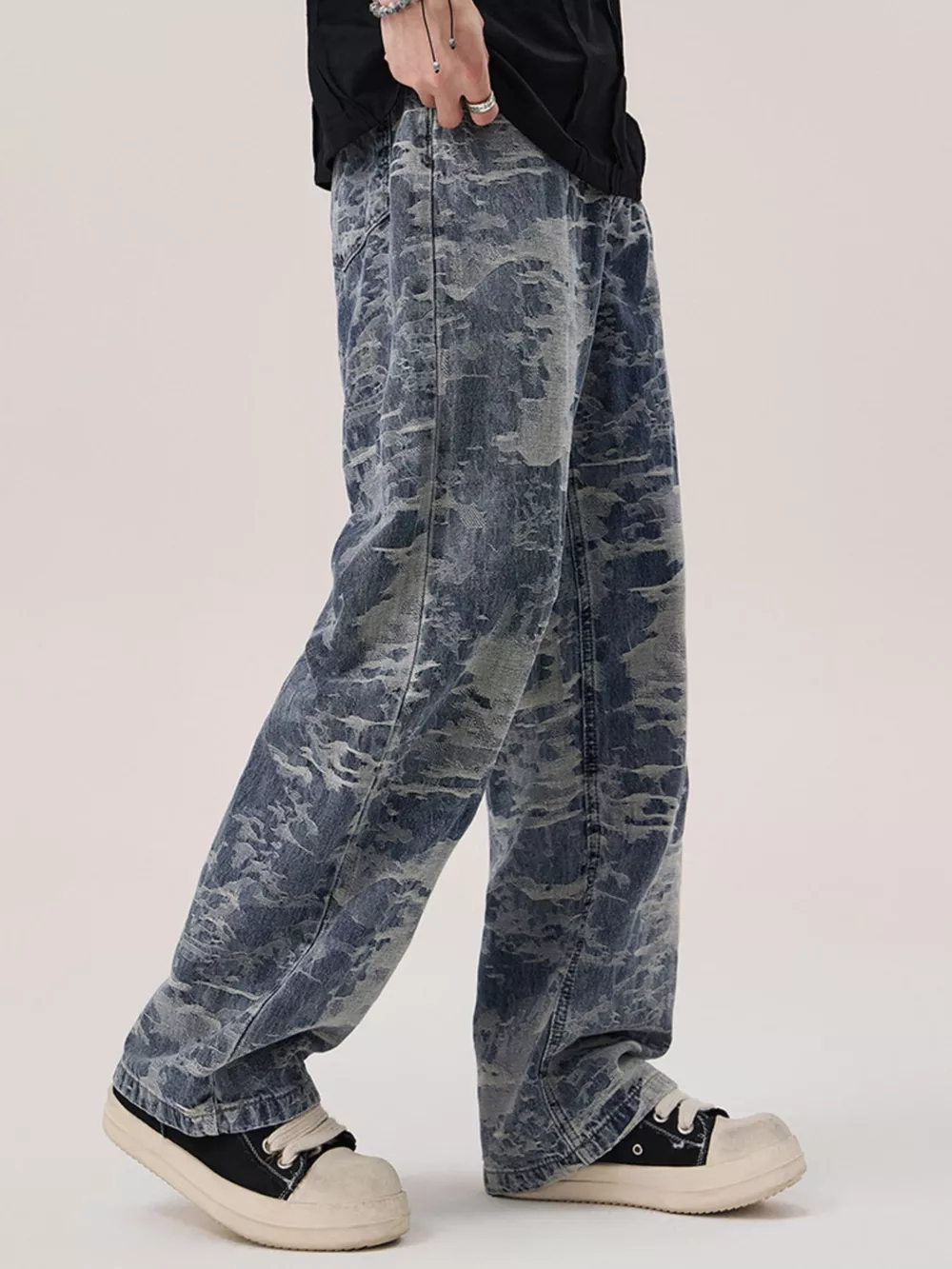 Men's Wash Wide Leg Jeans, image 2