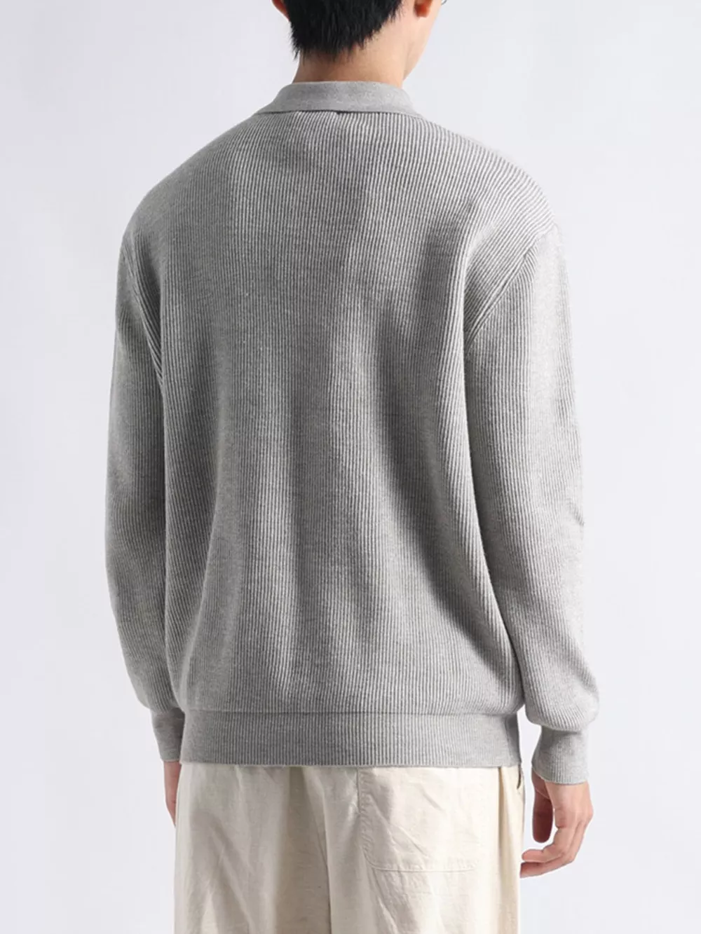 Men's Plus Size Ribbed Knit Polo Collar Sweater, image 2