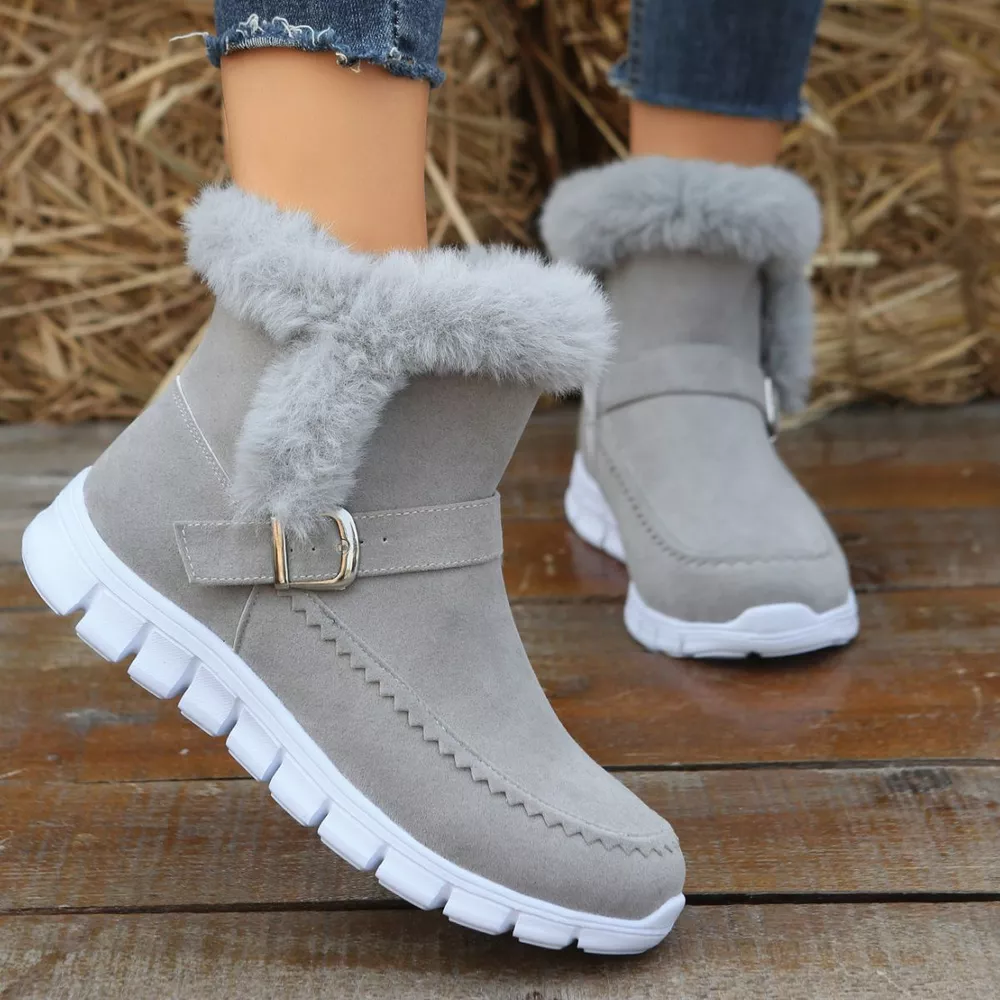 Fuzzy Trim Buckle Boots, image 2