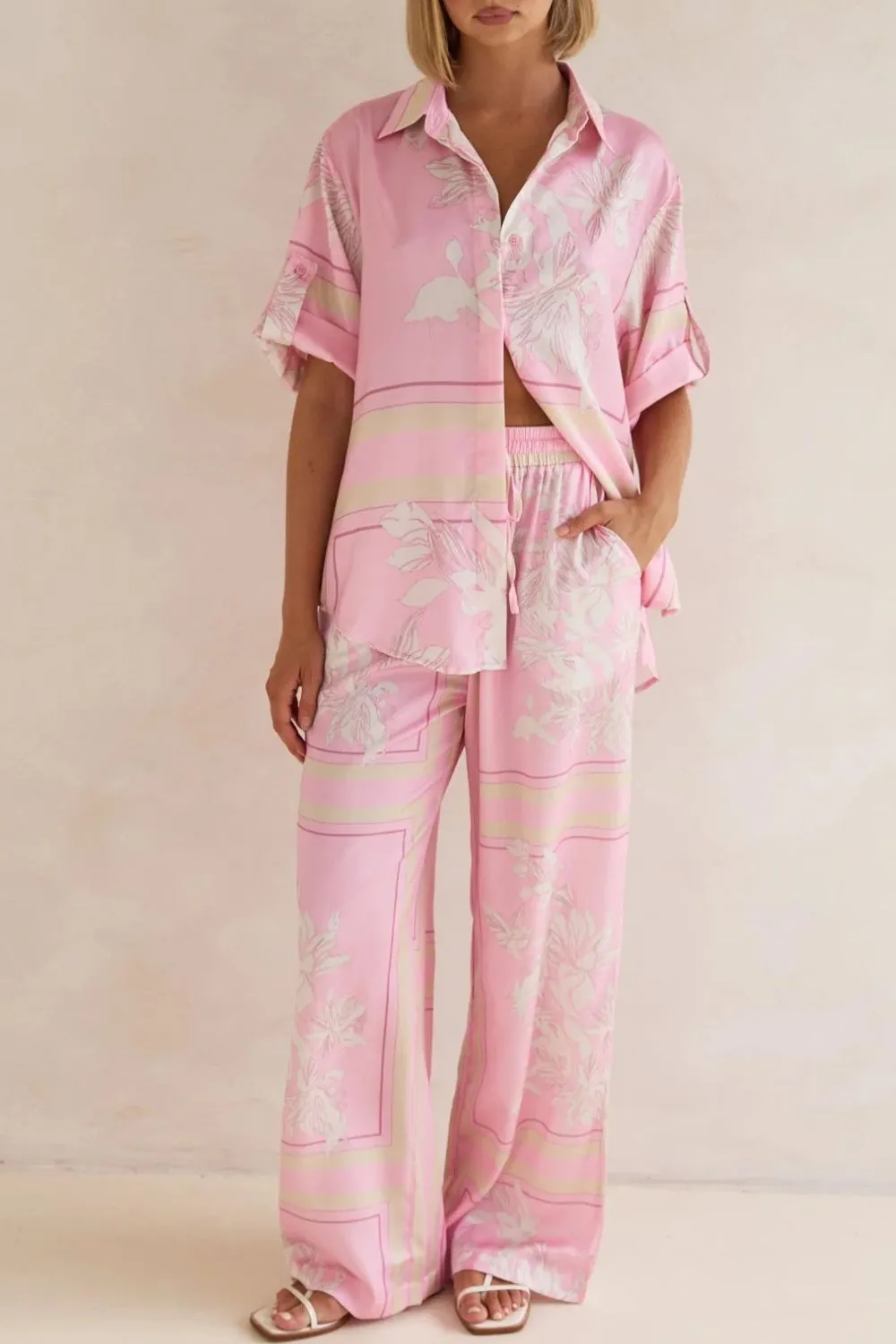 Printed Button Up Shirt and Pants Set, image 22