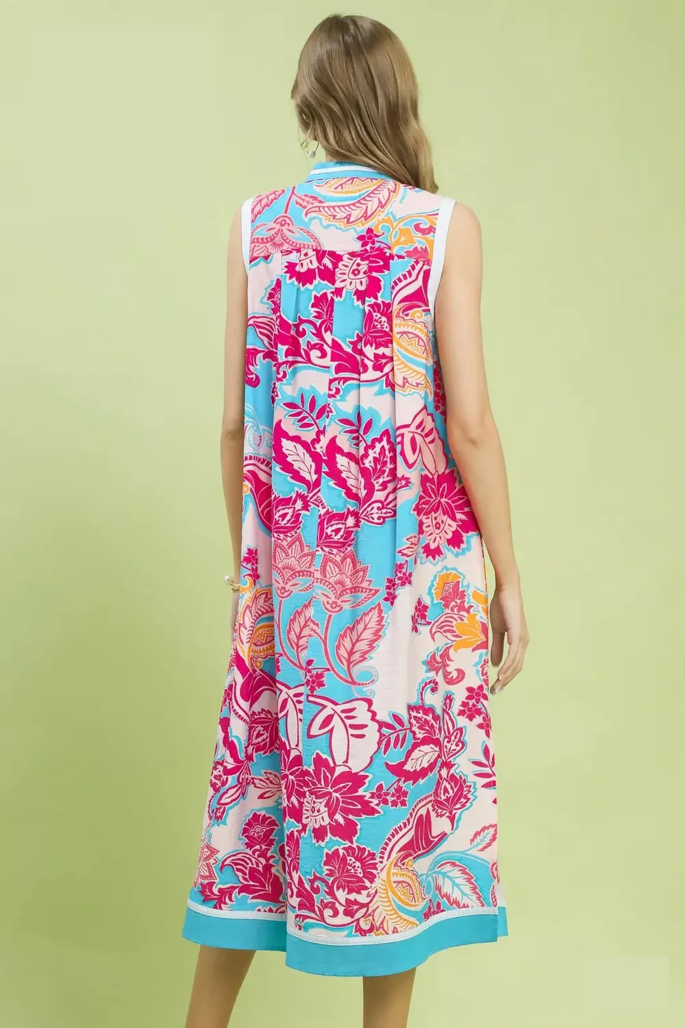 Floral Sleeveless Midi Dress with Side Pockets, image 5