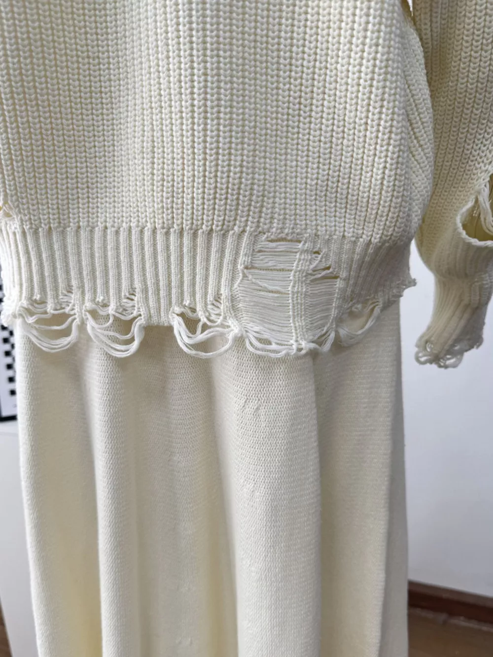 Distressed Long Sleeve Sweater and Skirt Set, image 18