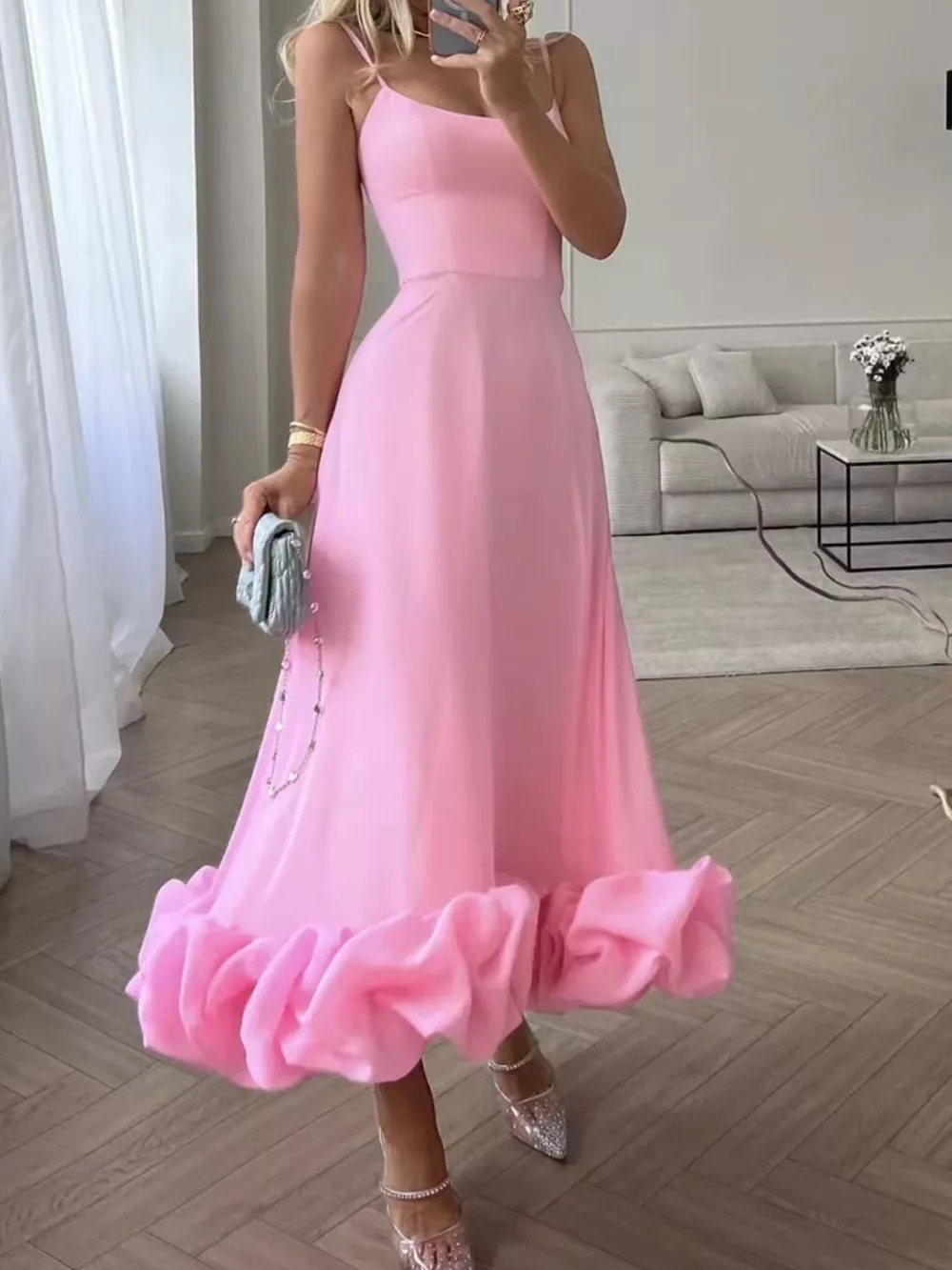 Ruffle Hem Scoop Neck Midi Dress, image 16