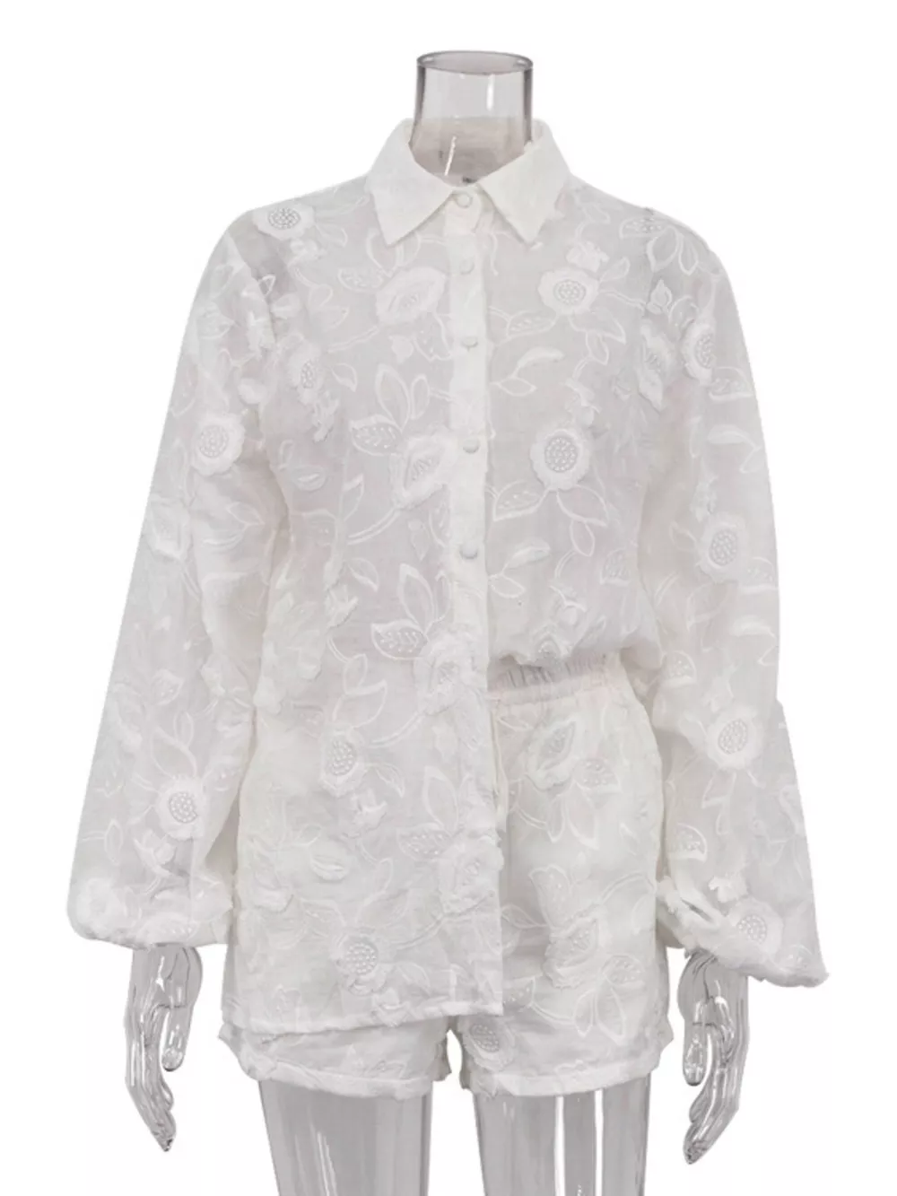 Floral Embroidered Shirt and Shorts Set, image 5