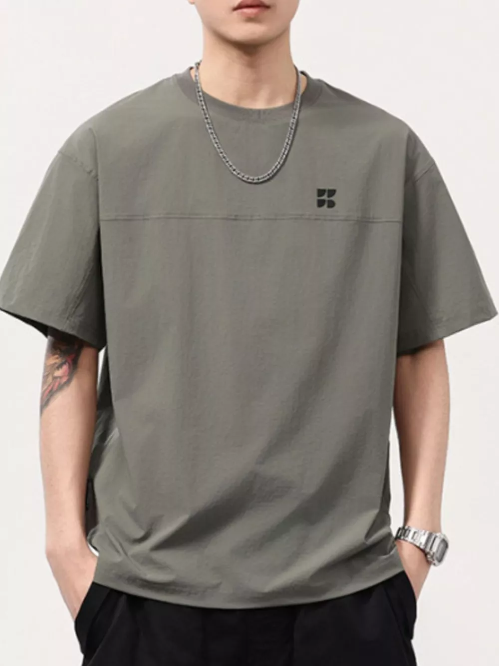 Men's Plus Size Round Neck Short Sleeve T-Shirt, image 2