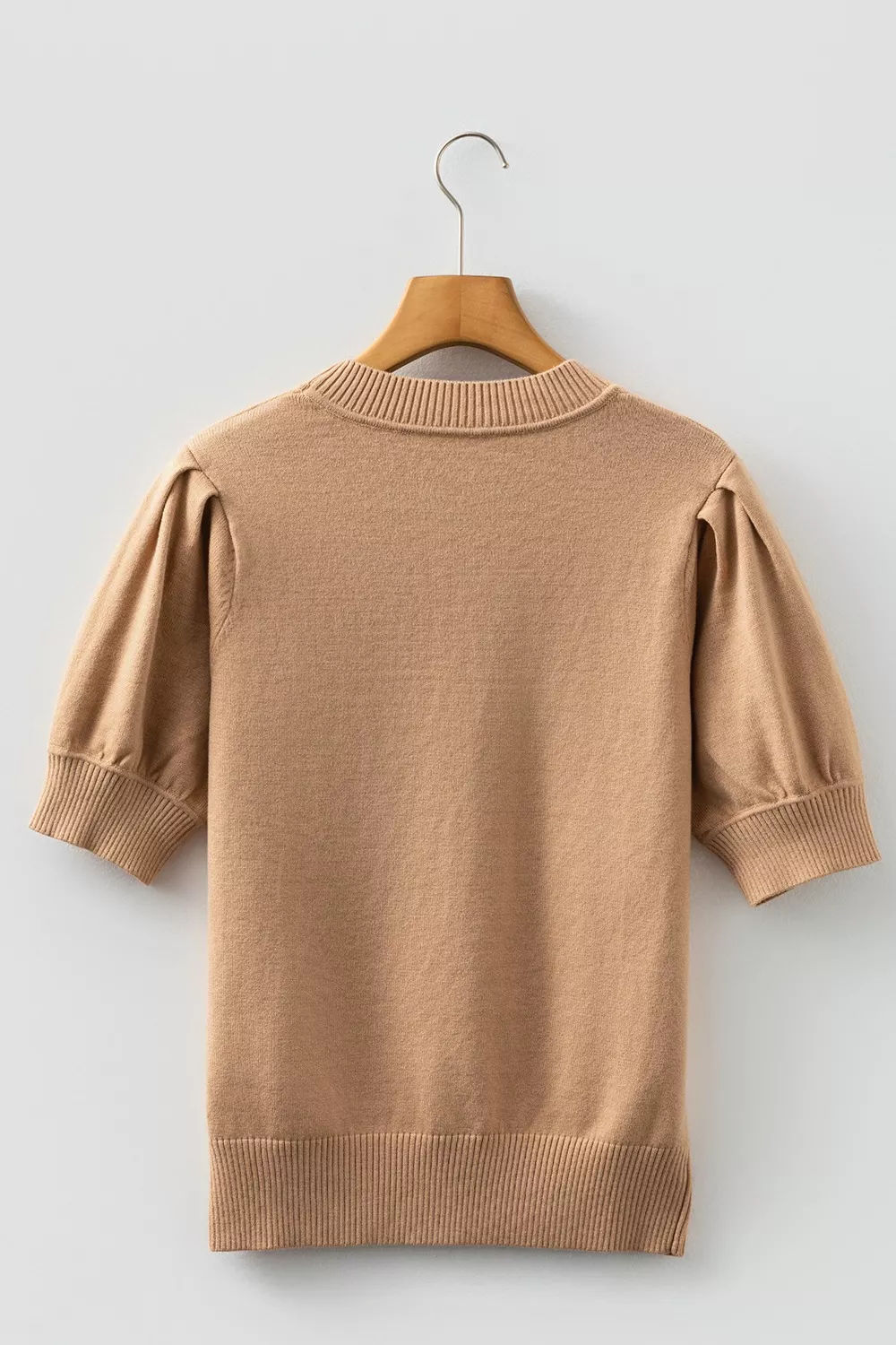 Knit Short Puff Sleeve Sweater, image 3