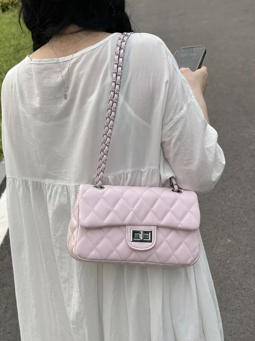 Quilted Chain Crossbody Bag, image 7