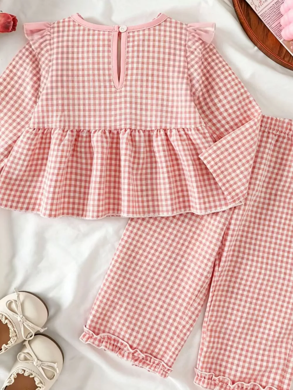 Children's Ruffled Plaid Top and Pants Set, image 6