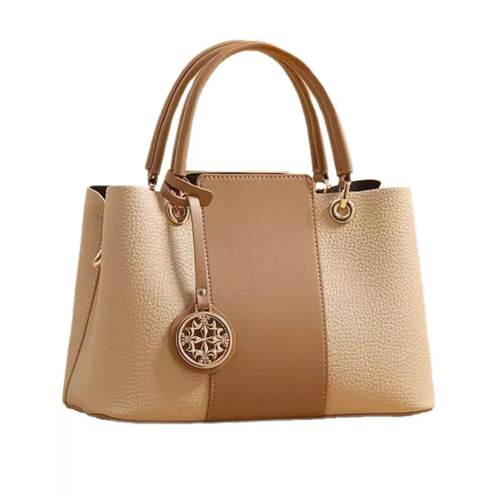Two-Tone Leather Top Handle Handbag, image 4