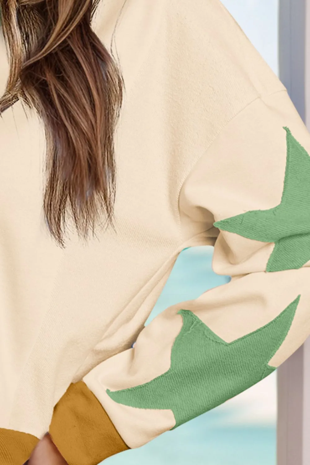 Star Contrast Round Neck Long Sleeve Sweatshirt, image 3