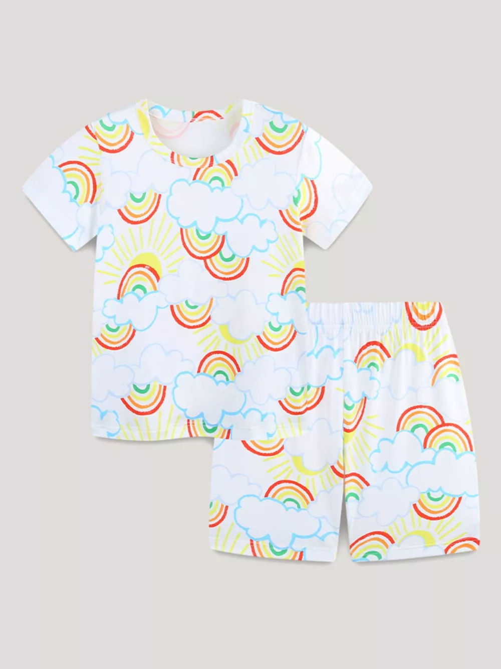 Children's Rainbow Cloud Print Tee and Shorts Set, image 2