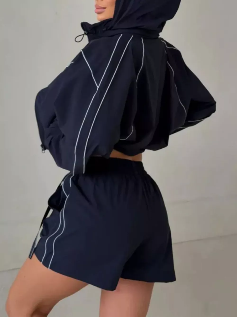 Drawstring Zip-Up Jacket and Shorts Set, image 16