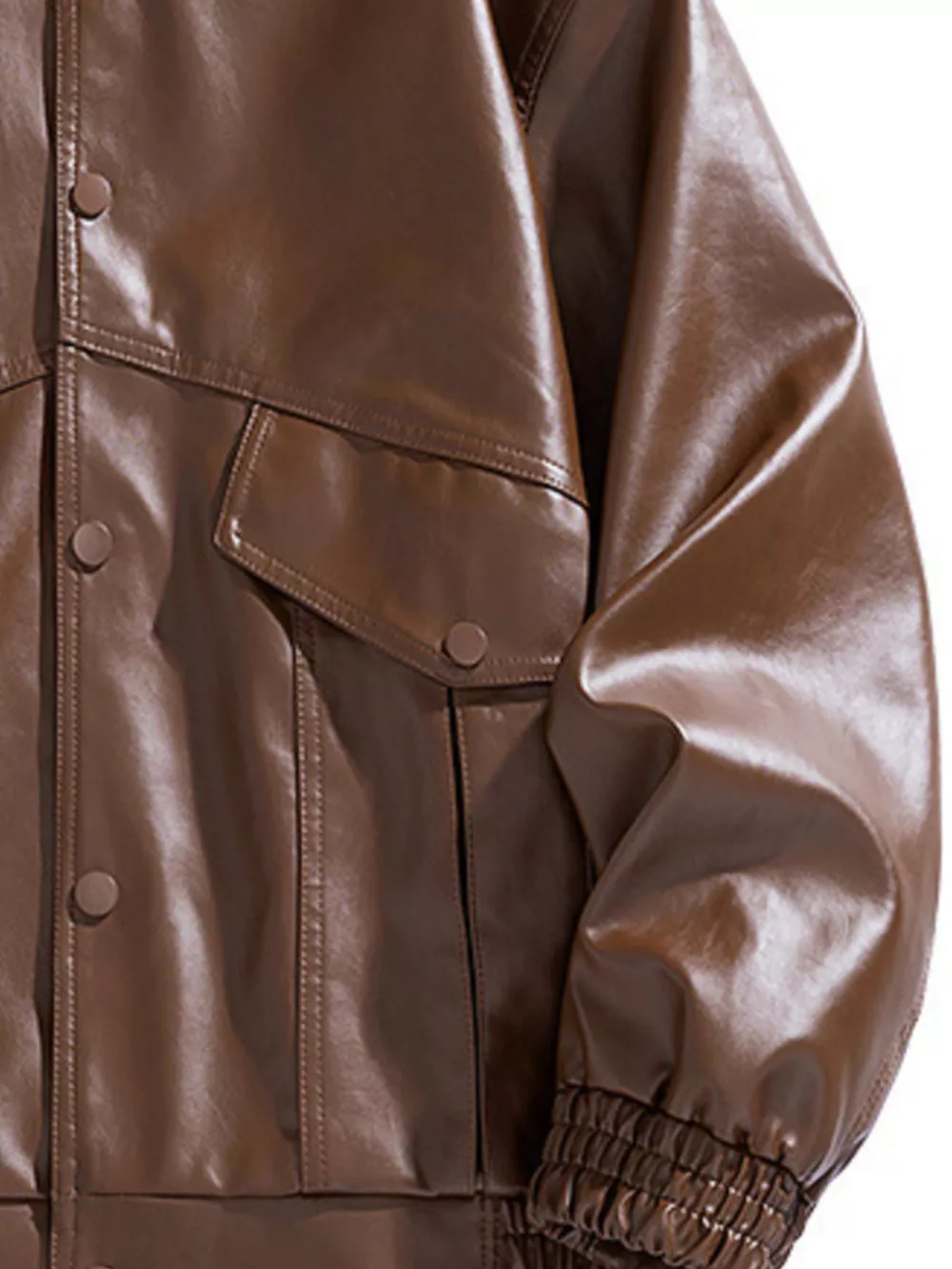 Men's Plus Size Unisex Oversized Faux Leather Bomber Jacket, image 7