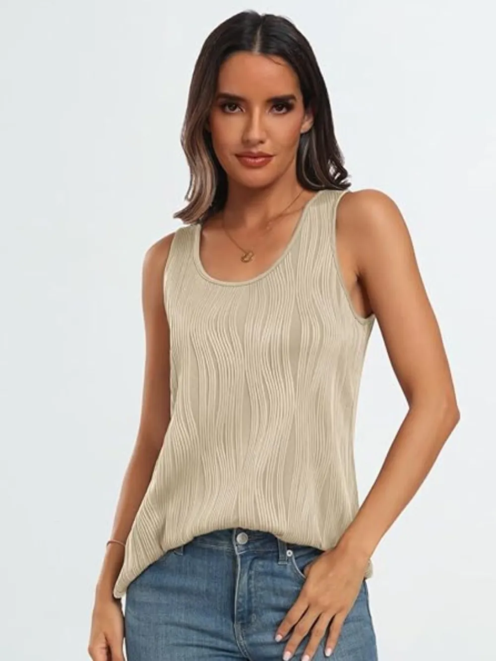 Round Neck Wide Strap Tank, image 14