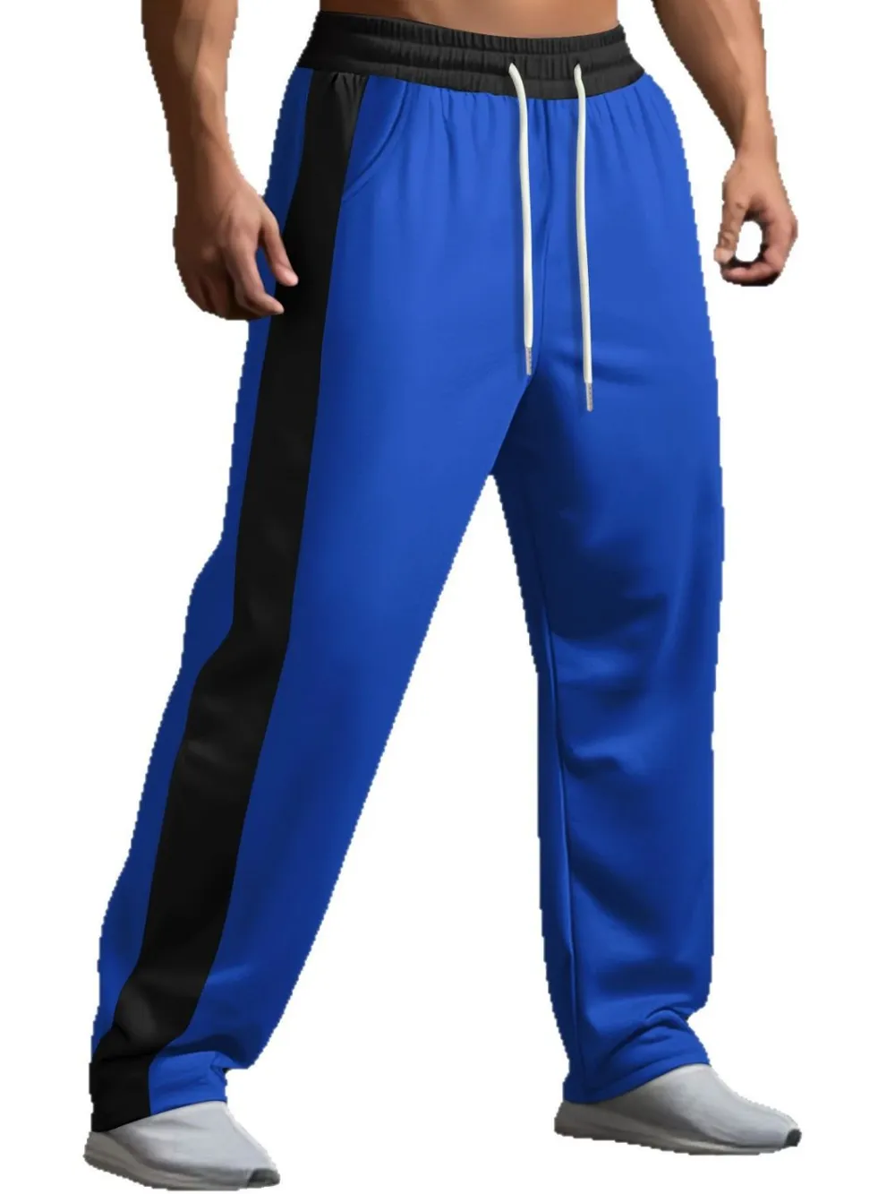 Men's Full Size Drawstring Contrast Wide Leg Pants Plus Size, image 7