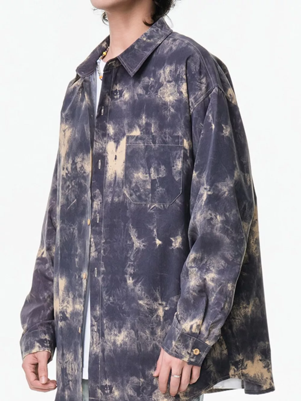 Men's Plus Size Tie-Dye Button-Up Shirt, image 11