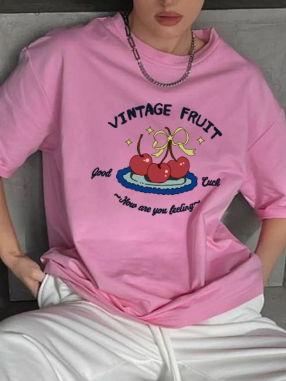 Plus Size Fruit Graphic Round Neck T-Shirt, image 7