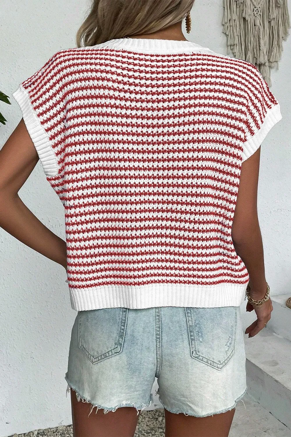 Striped Round Neck Sweater Vest, image 4