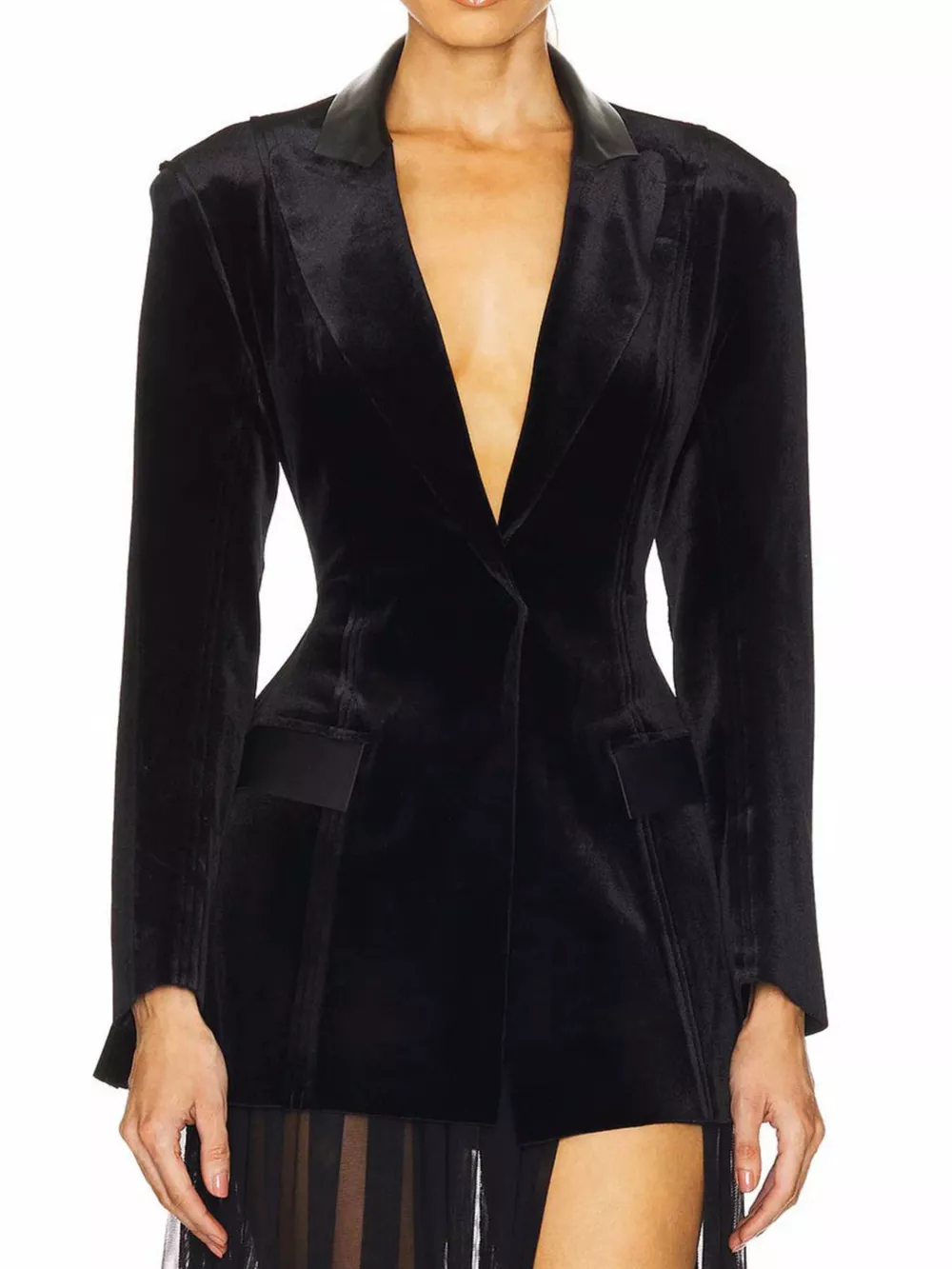 One-Button Long Sleeve Blazer