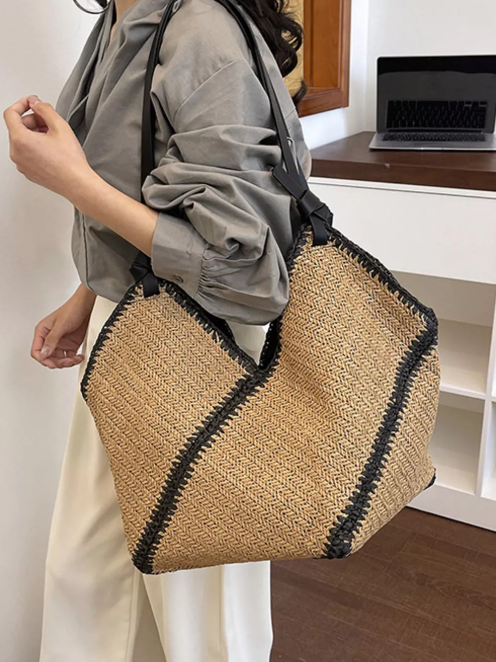 Woven Straw Shoulder Bag, image 6
