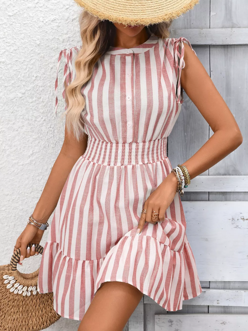 Striped Ruffle Hem Summer Dress, image 16