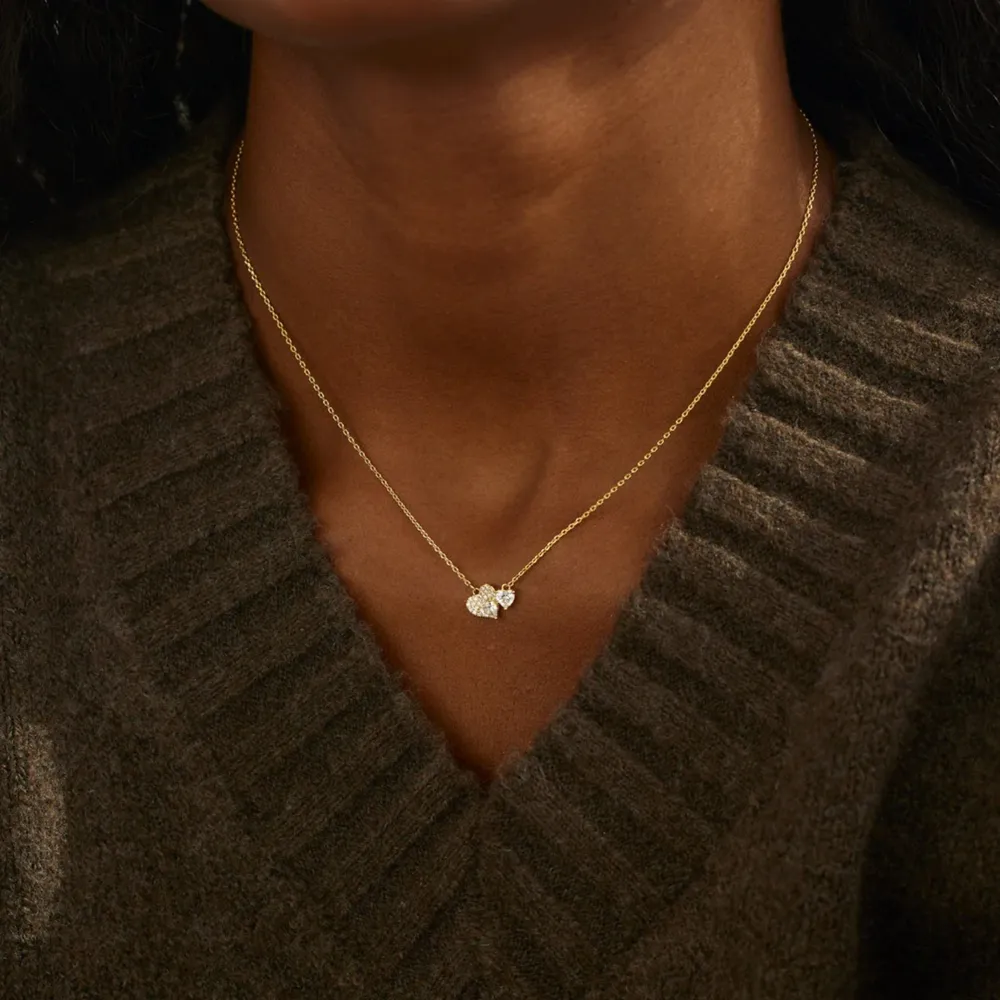 18K Gold-Plated 925 Sterling Silver Zircon Heart Necklace, image 2