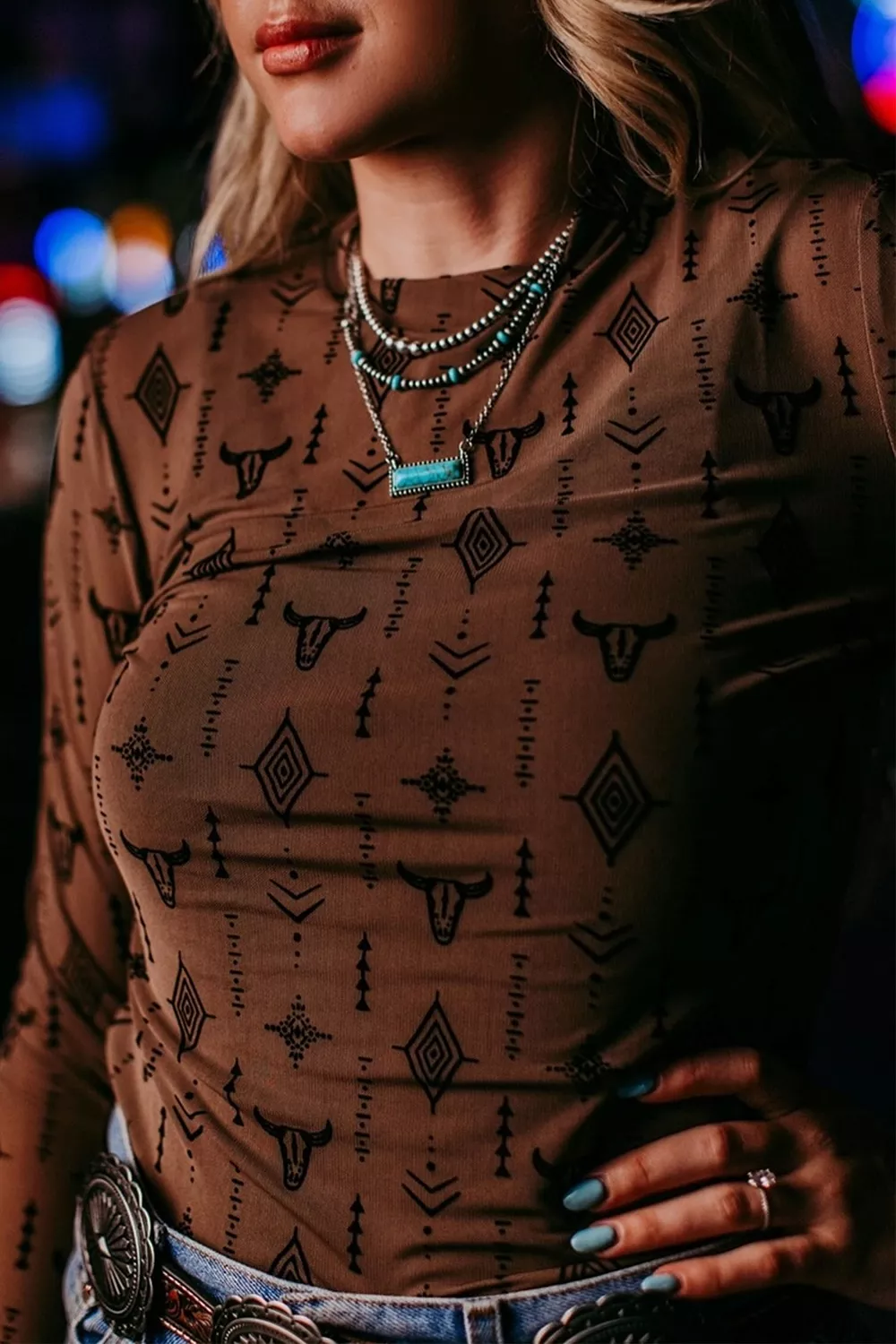 Western-Inspired Long Sleeve T-Shirt, image 2