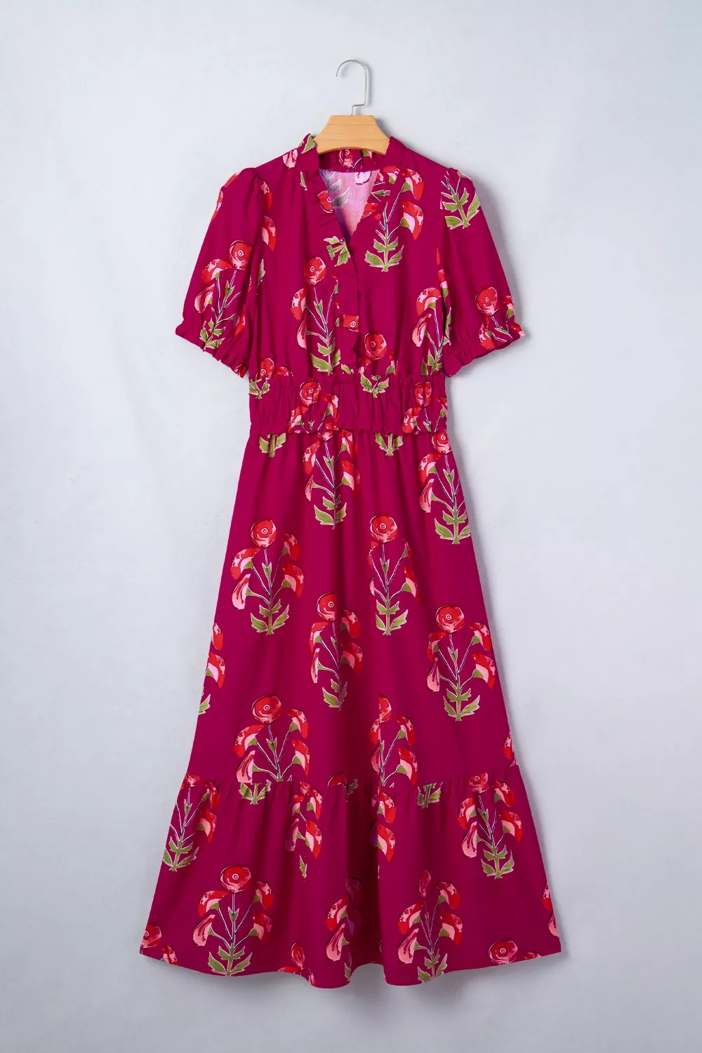 Floral Print Short Sleeve Midi Dress, image 7