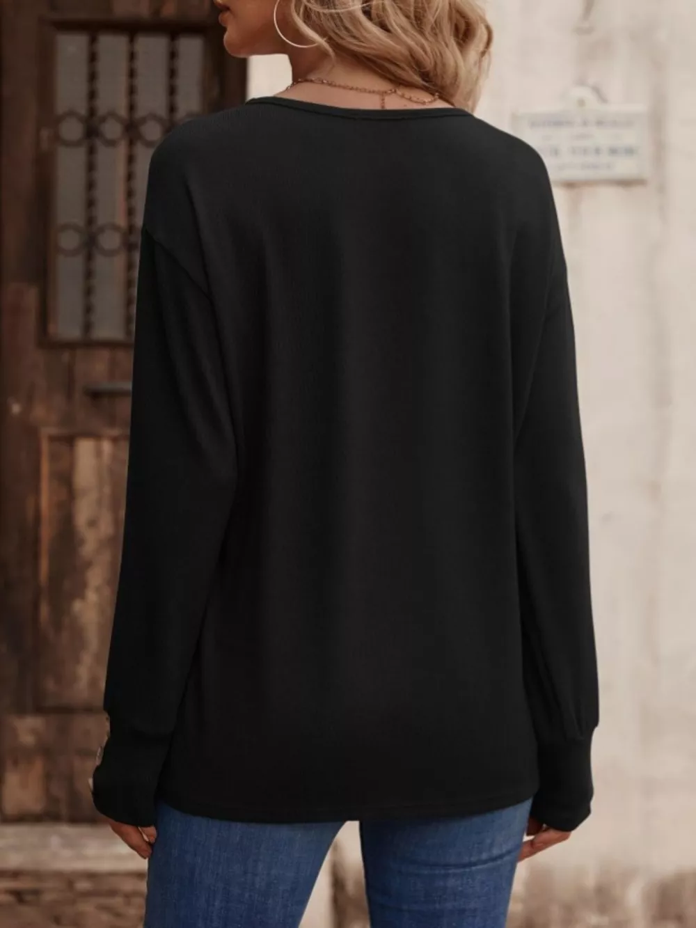 V-Neck Long Sleeve T-Shirt, image 15