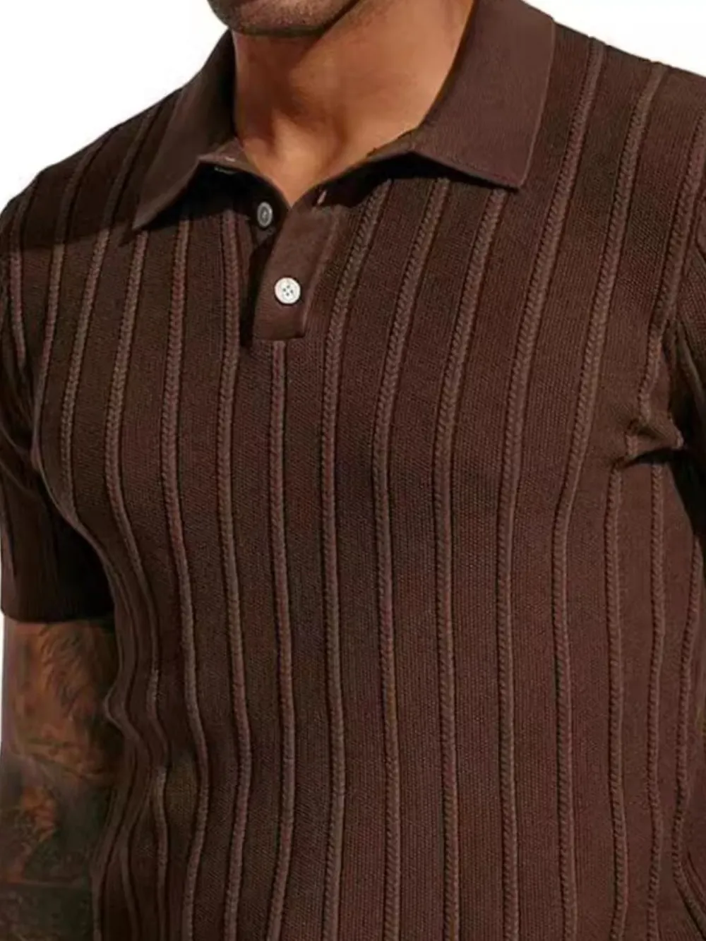 Men's Full Size Button Detail Short Sleeve Polo Plus Size, image 3