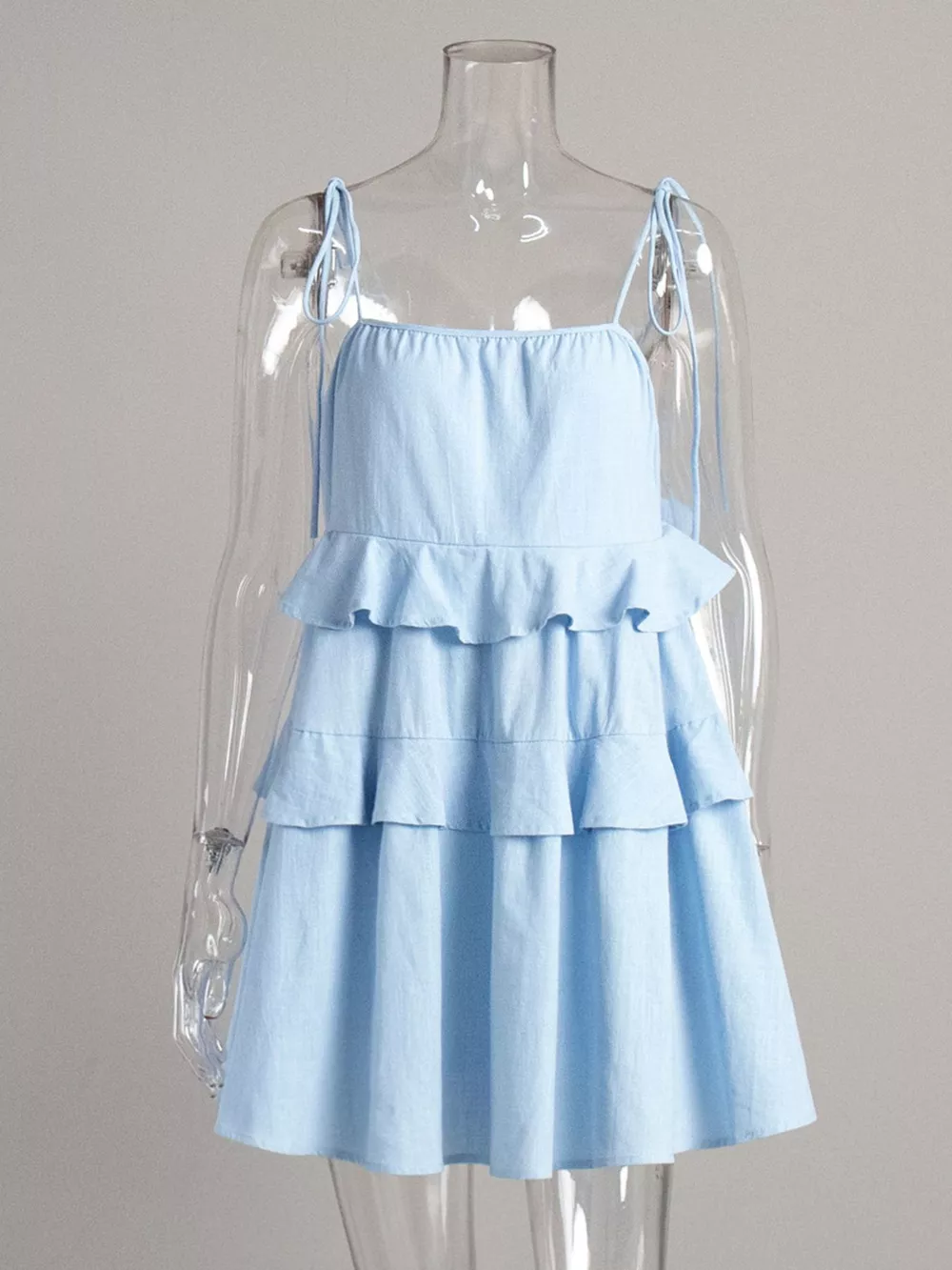 Ruffled Tie Shoulder Mini Dress, image 3
