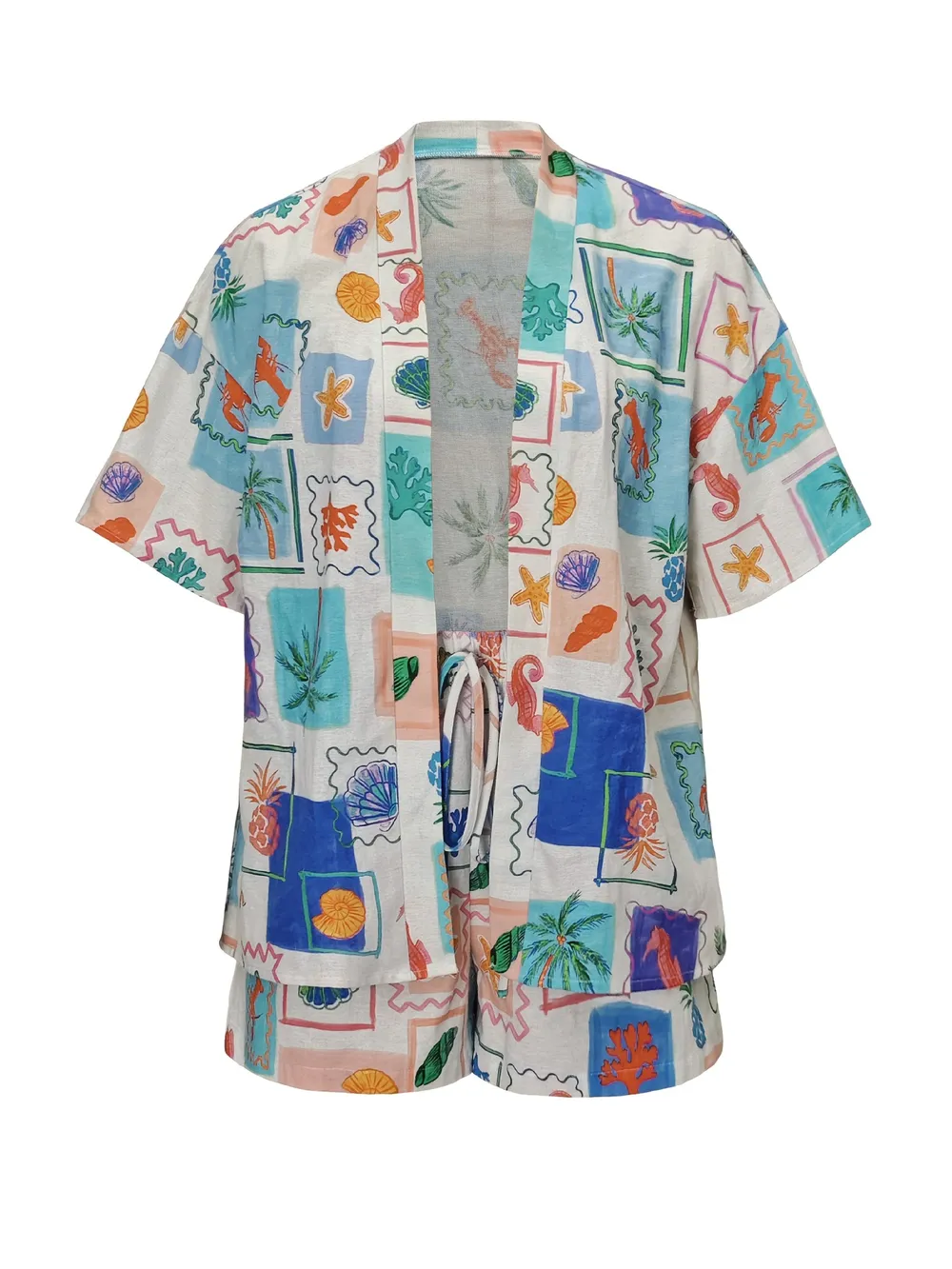 Printed Short Sleeve Shirt and Shorts Set, image 5