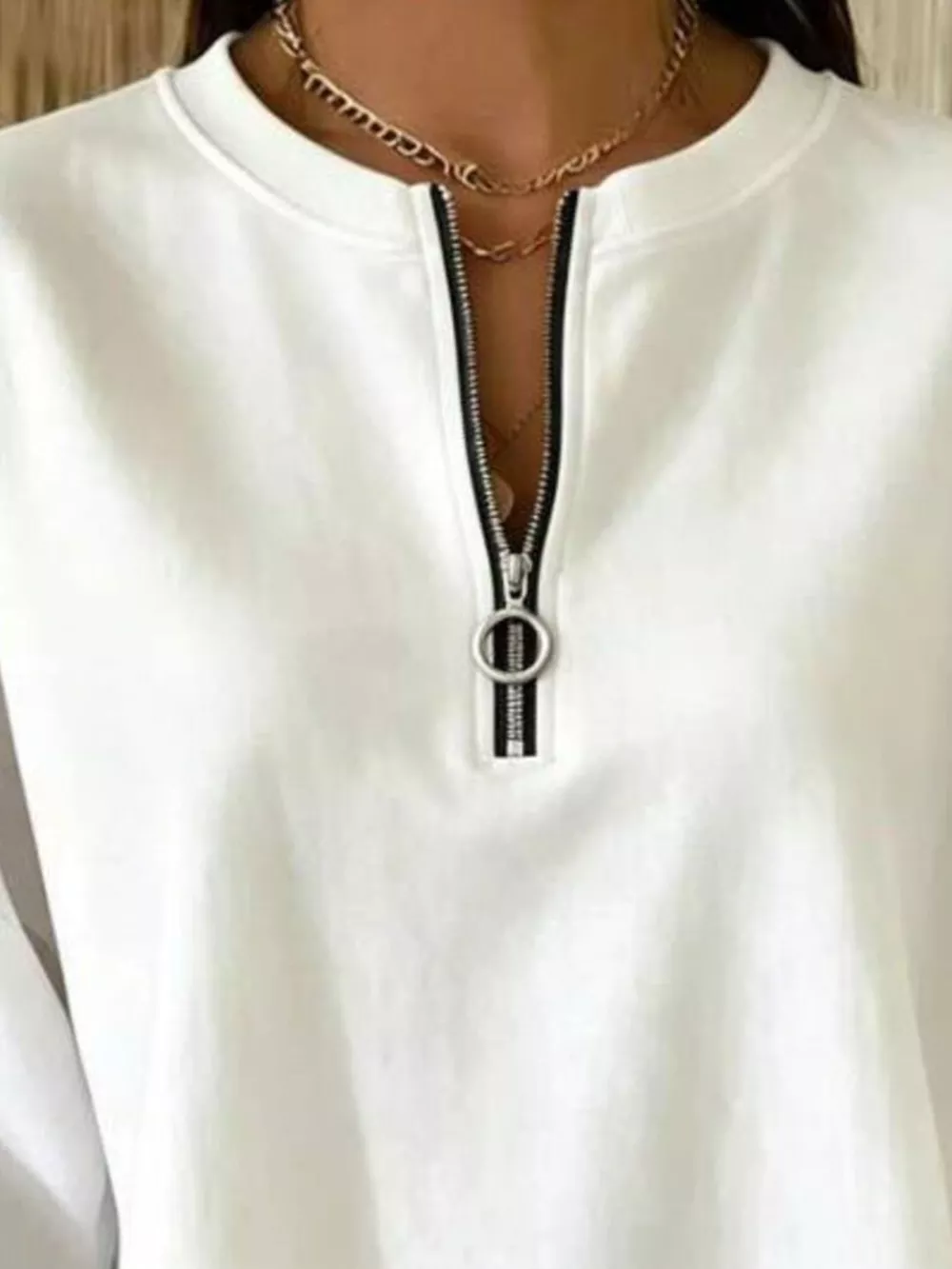 Quarter-Zip Dropped Shoulder Sweatshirt, image 3