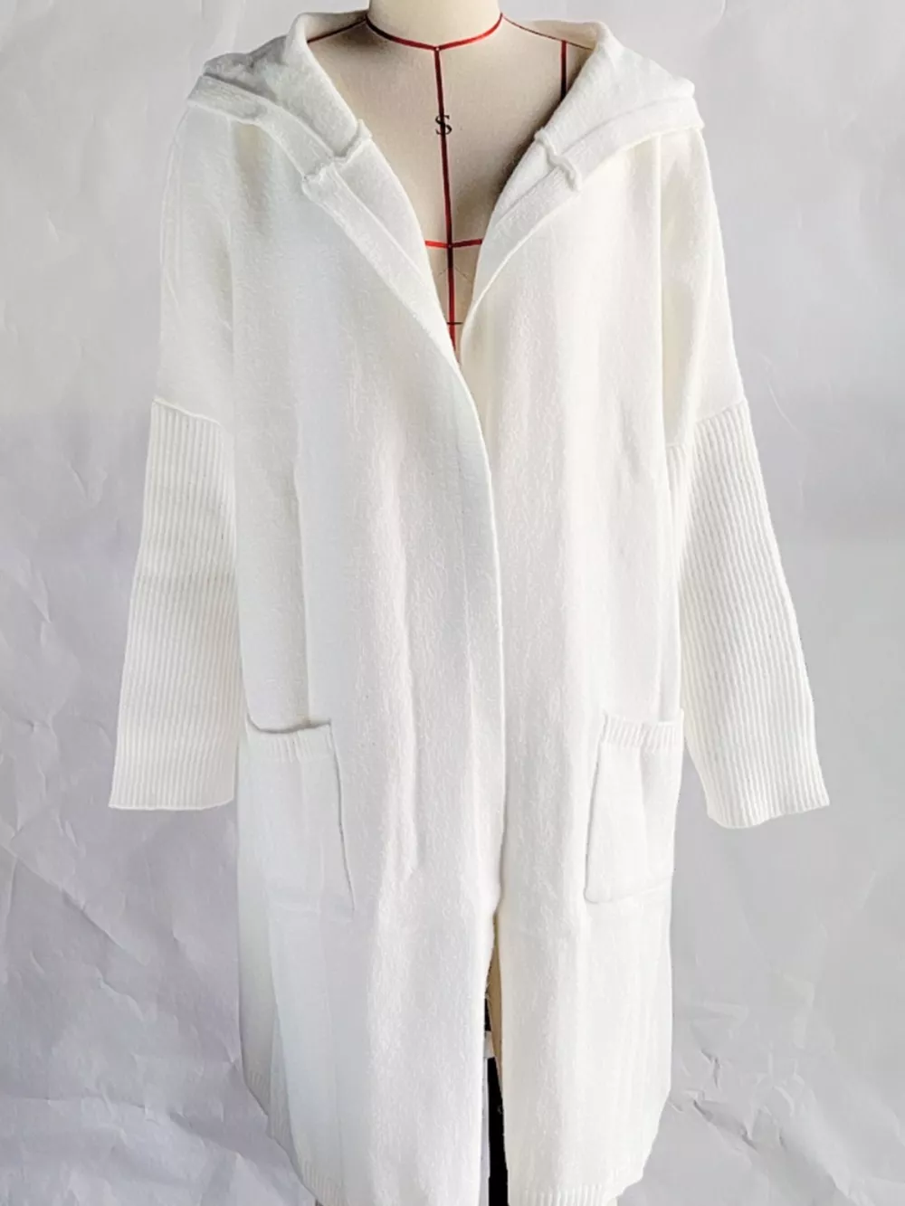 Full Size Hooded Knit Open Front Cardigan Plus Size, image 8