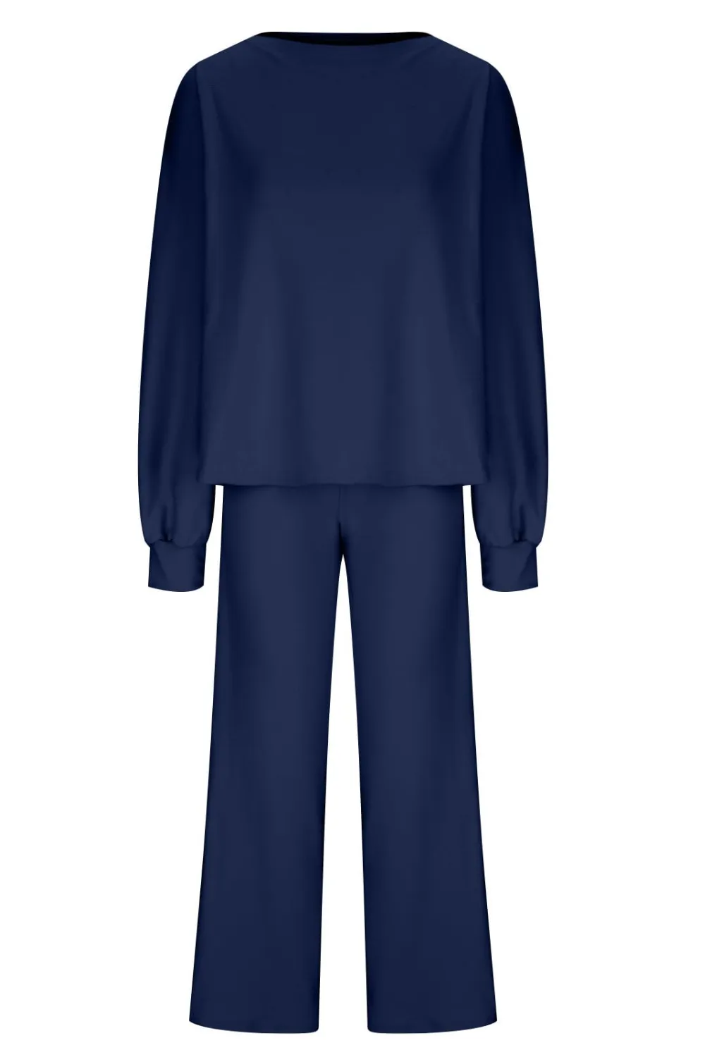 Round Neck Long Sleeve Top and Pants Set, image 9