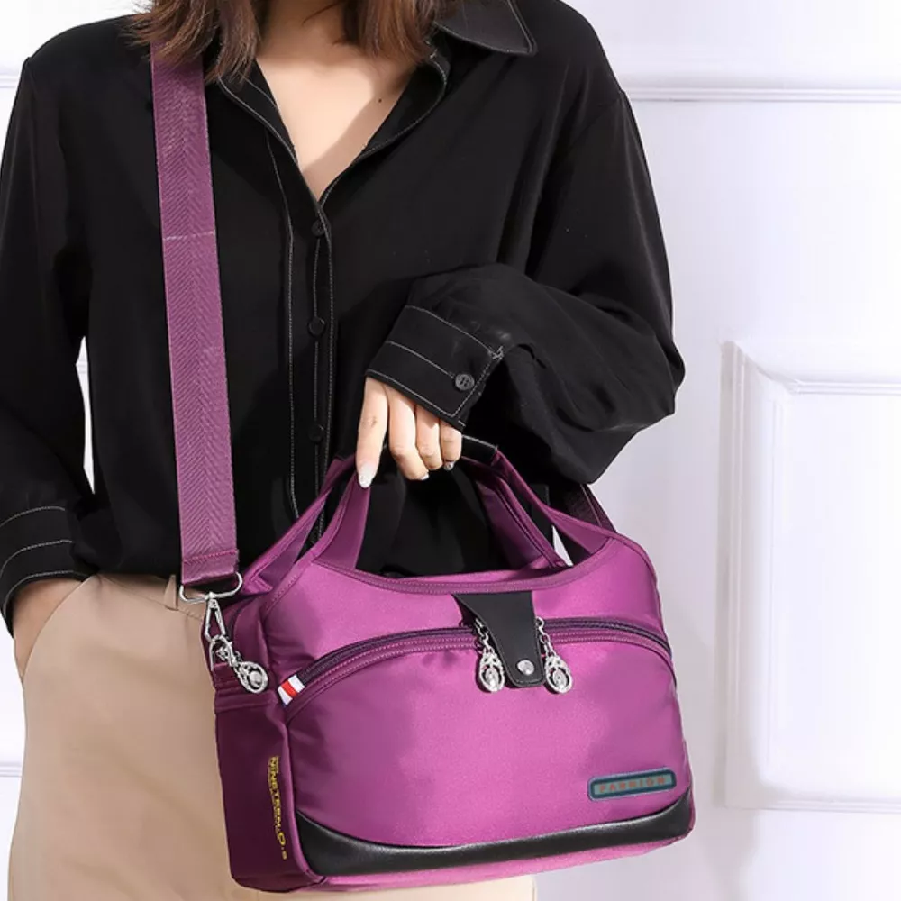Lightweight Nylon Handbag with Multiple Pockets, image 3