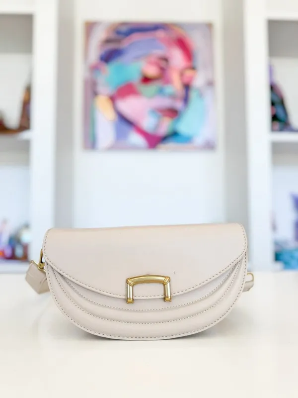 Fame Buckle Closure Crescent Faux Leather Crossbody Bag, image 5